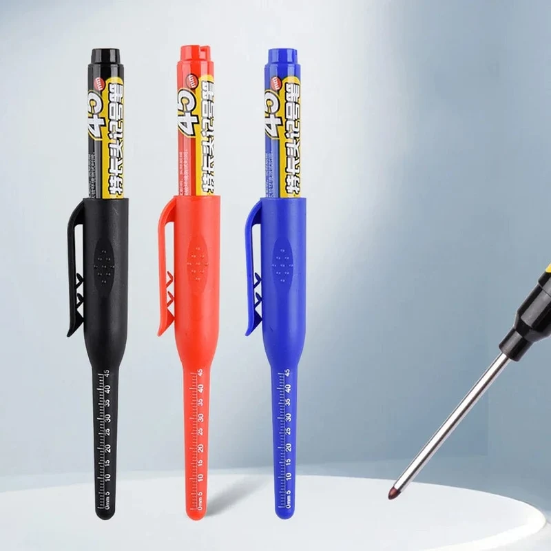 45 mm tiefes Loch, lange Spitze, Markierungsstift, tiefes Bohrloch, lange Spitze, Anreißstift, multifunktionaler mechanischer Zimmerei-Markierungsstift, bunt