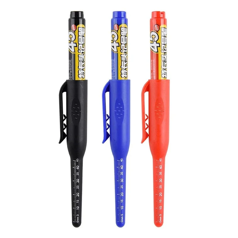45 mm tiefes Loch, lange Spitze, Markierungsstift, tiefes Bohrloch, lange Spitze, Anreißstift, multifunktionaler mechanischer Zimmerei-Markierungsstift, bunt