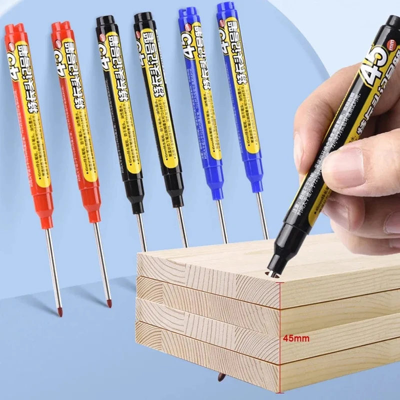45 mm tiefes Loch, lange Spitze, Markierungsstift, tiefes Bohrloch, lange Spitze, Anreißstift, multifunktionaler mechanischer Zimmerei-Markierungsstift, bunt