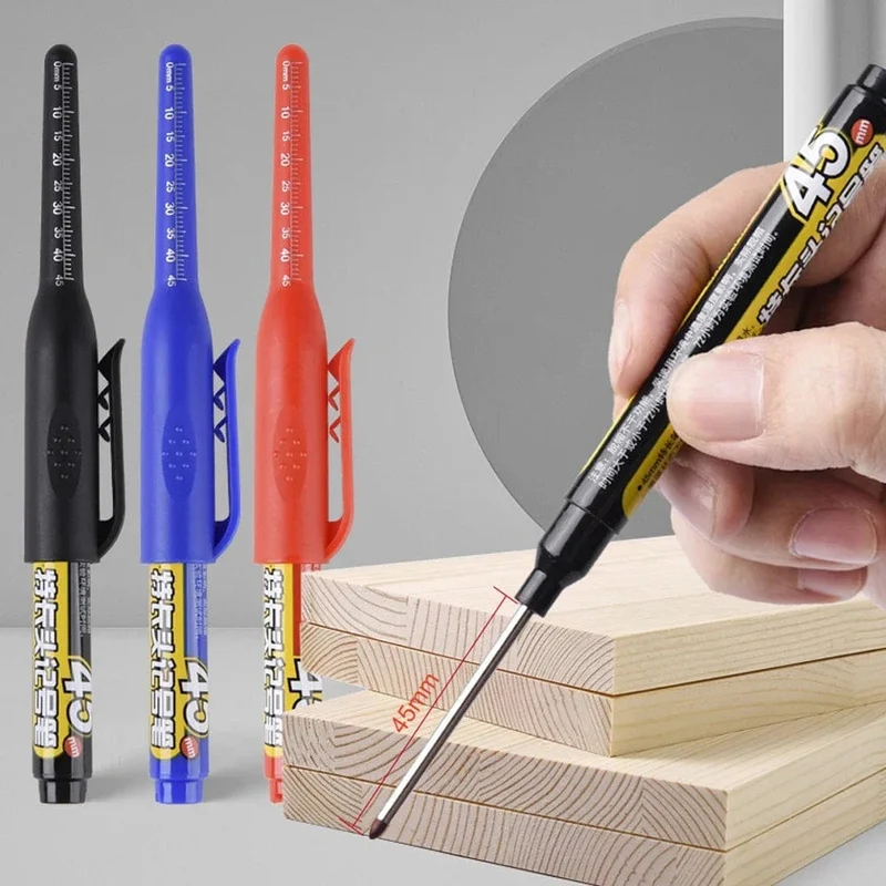 45 mm tiefes Loch, lange Spitze, Markierungsstift, tiefes Bohrloch, lange Spitze, Anreißstift, multifunktionaler mechanischer Zimmerei-Markierungsstift, bunt