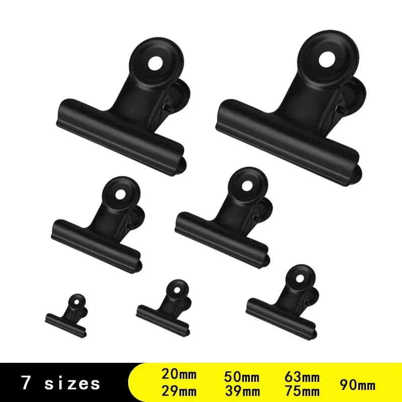5 STÜCKE Metall-Büroklammer 20 29 39 50 63 75 90 mm Foldback Metallbinder Clips Schwarz Griffklemmen Papierdokumente Büro Schulschreibwaren