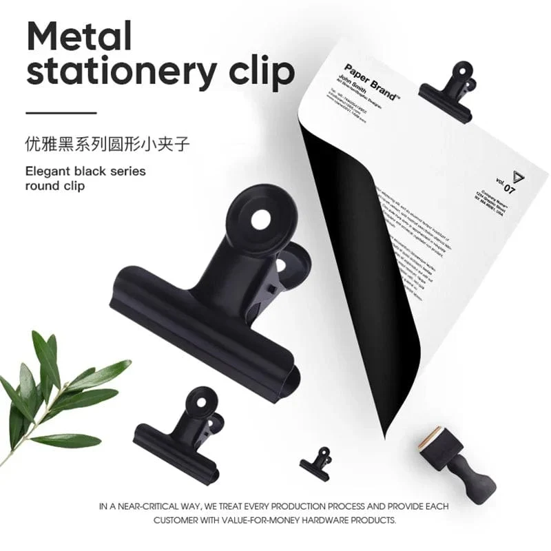 5 STÜCKE Metall-Büroklammer 20 29 39 50 63 75 90 mm Foldback Metallbinder Clips Schwarz Griffklemmen Papierdokumente Büro Schulschreibwaren