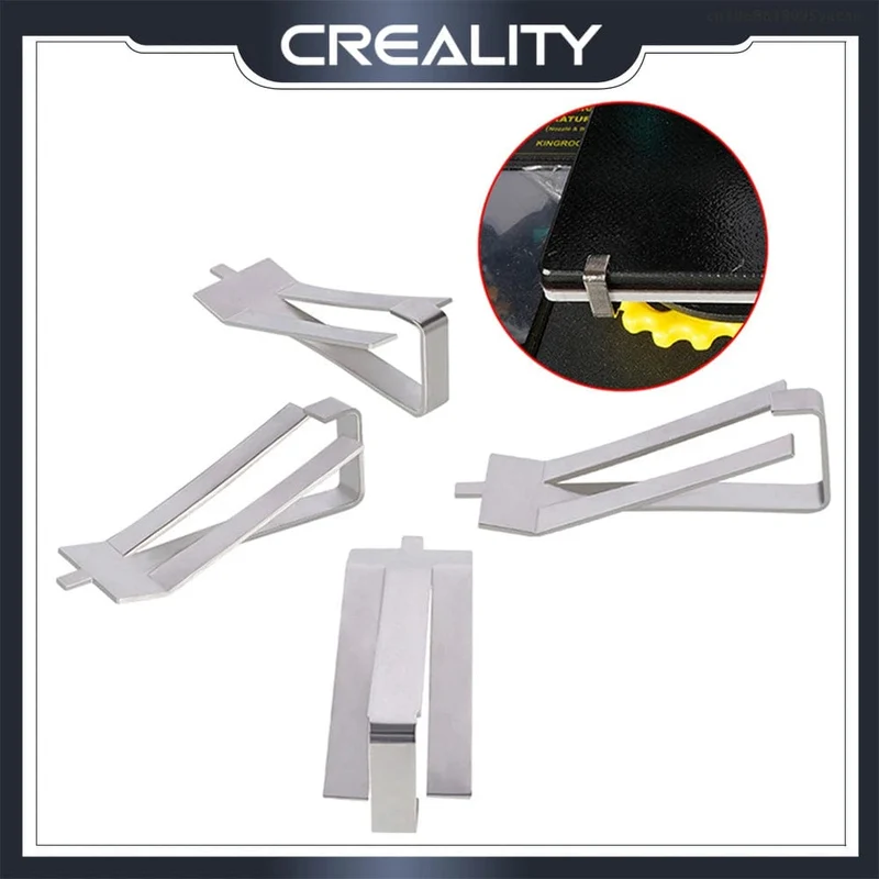 Creality 4 STÜCKE 3D-Druckerteile Edelstahl-Glas-Heizbett-Clips Klemmhalter Heizbett-Clip für Ender 3 V2 Ender3 Pro CR-10S