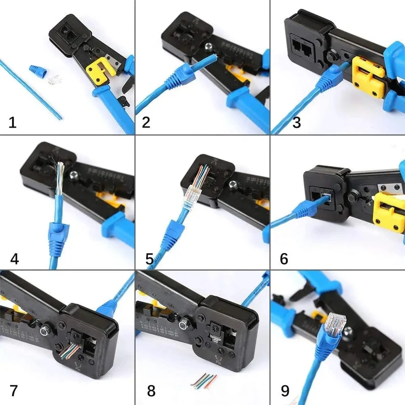 RJ45 Crimper Hand Netzwerk Werkzeuge Zange RJ12 Cat5 Cat6 8p8c Kabel Stripper Pressklemme Zange Clip Multifunktion