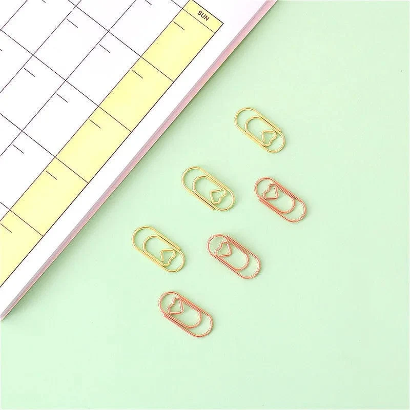 150 Stück 20 mm Mini-Lesezeichen in Gold/Roségold Farbe Herz-Clip Lesezeichen Metall Büroklammern Binder Clip Bürozubehör
