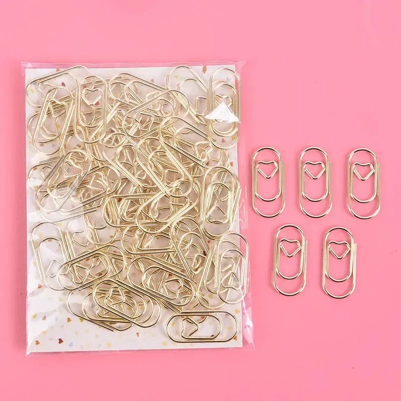 150 Stück 20 mm Mini-Lesezeichen in Gold/Roségold Farbe Herz-Clip Lesezeichen Metall Büroklammern Binder Clip Bürozubehör