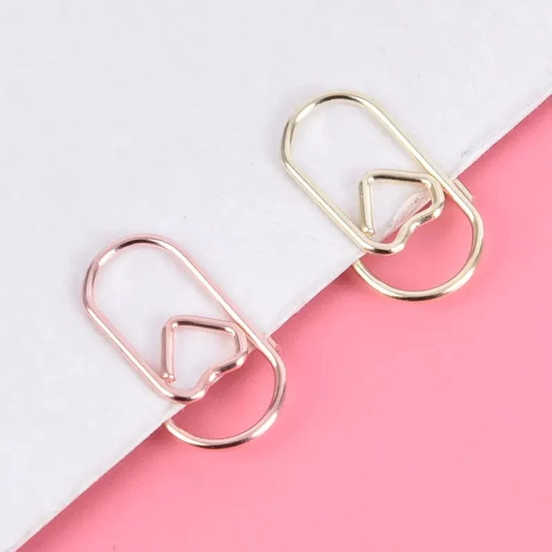 150 Stück 20 mm Mini-Lesezeichen in Gold/Roségold Farbe Herz-Clip Lesezeichen Metall Büroklammern Binder Clip Bürozubehör