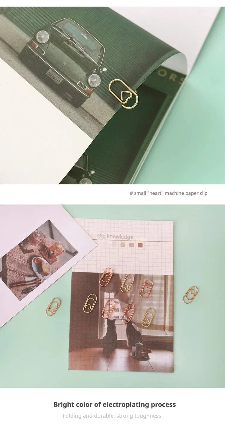150 Stück 20 mm Mini-Lesezeichen in Gold/Roségold Farbe Herz-Clip Lesezeichen Metall Büroklammern Binder Clip Bürozubehör