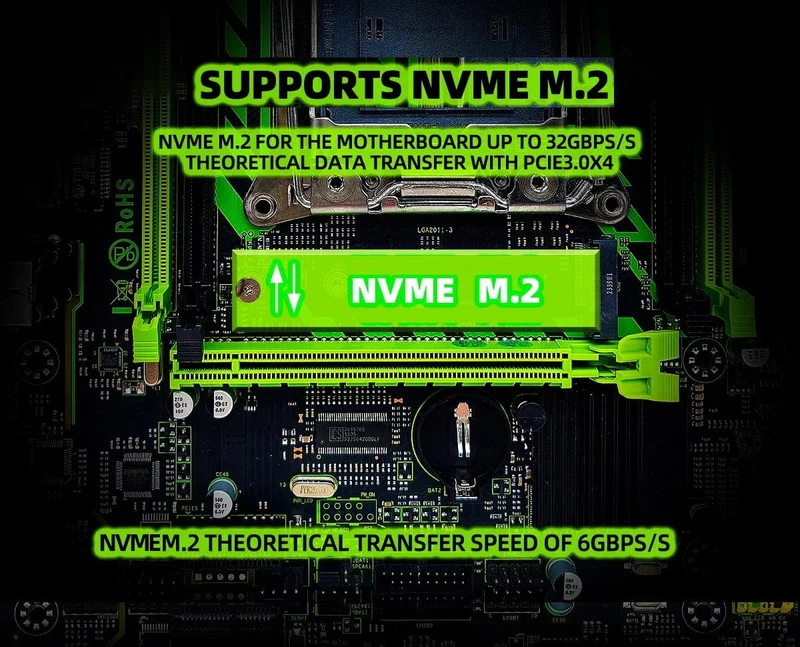 ZSUS X99-8D4 Motherboard-Set mit LGA2011-3 Xeon E5 2650 V4 CPU DDR4 16 GB (1*16 GB) 2133 MHZ RAM-Speicher NVME M.2 SATA