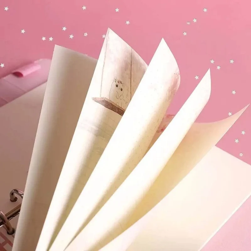 Kawaii 80 Blatt A6 Papier Nachfüllung Loseblatt-Notizbuch Nachfüllung Sakura Cat Binder Notizbuch Innenseiten Blanko Agenda Seiten