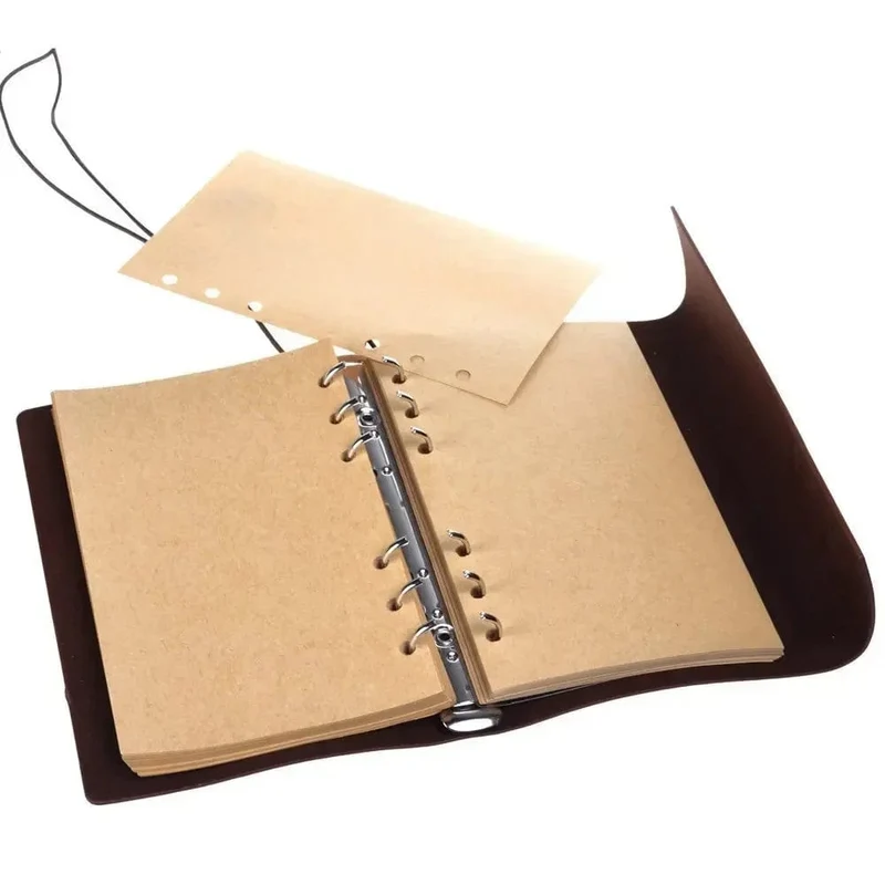 Retro-Notizbücher und -Tagebücher, Agenda, Binder, Skizzenbuch, Leder, Softcover, 14 x 10 cm, austauschbares Kraftpapier, inneres koreanisches Briefpapier