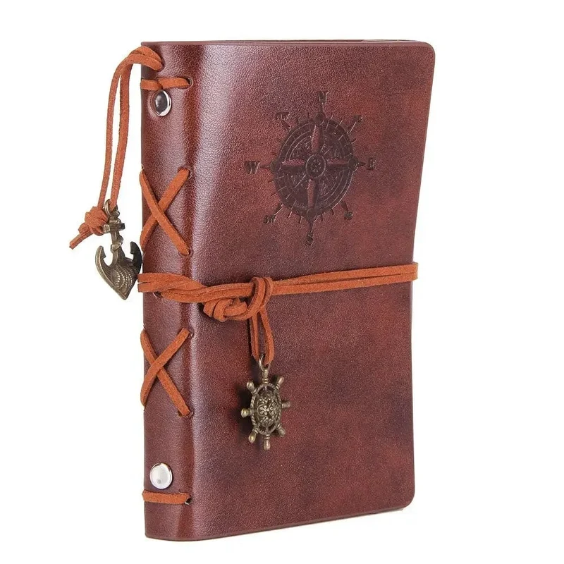 Retro-Notizbücher und -Tagebücher, Agenda, Binder, Skizzenbuch, Leder, Softcover, 14 x 10 cm, austauschbares Kraftpapier, inneres koreanisches Briefpapier