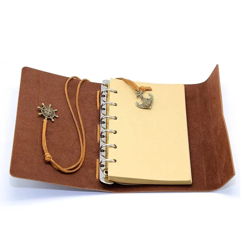 Retro-Notizbücher und -Tagebücher, Agenda, Binder, Skizzenbuch, Leder, Softcover, 14 x 10 cm, austauschbares Kraftpapier, inneres koreanisches Briefpapier