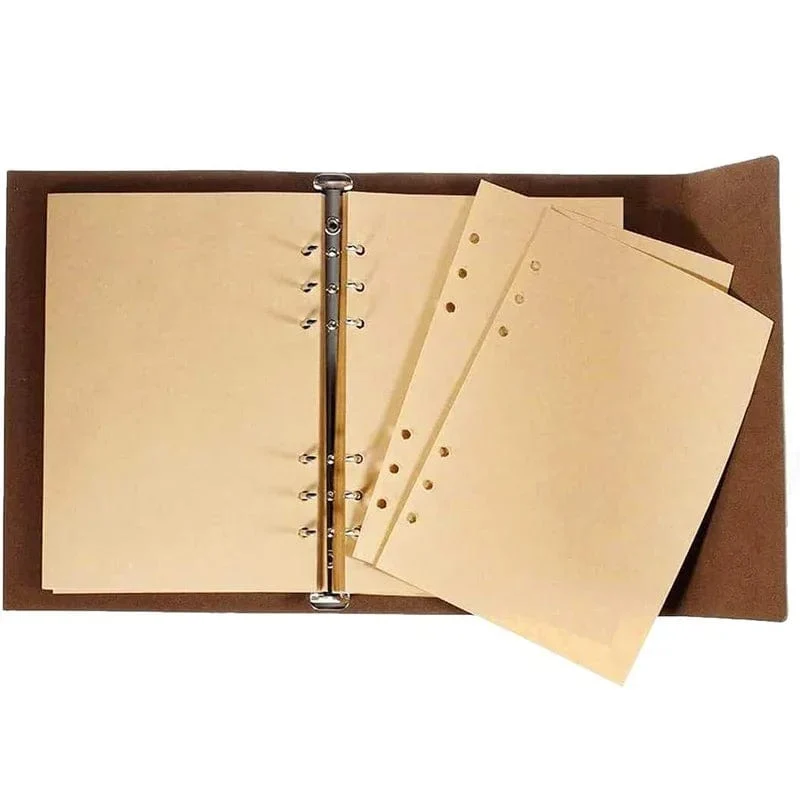 Retro-Notizbücher und -Tagebücher, Agenda, Binder, Skizzenbuch, Leder, Softcover, 14 x 10 cm, austauschbares Kraftpapier, inneres koreanisches Briefpapier