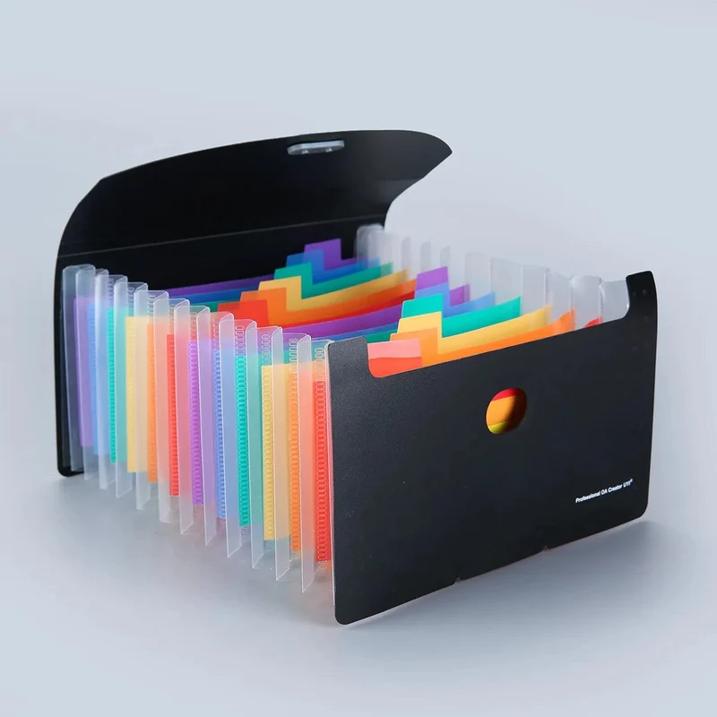 Fächermappe mit 13 Fächern und Einband, Akkordeon-Papiermappe, Aktentasche, Dokumenten-Organizer im A6-Format für Zuhause, Büro, Schule