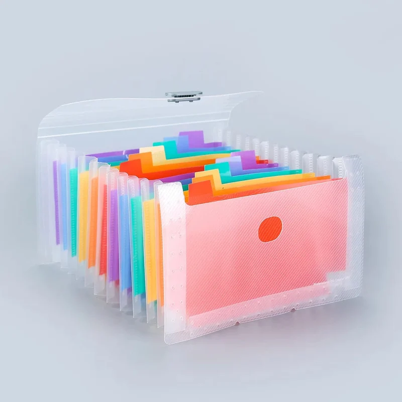 Fächermappe mit 13 Fächern und Einband, Akkordeon-Papiermappe, Aktentasche, Dokumenten-Organizer im A6-Format für Zuhause, Büro, Schule