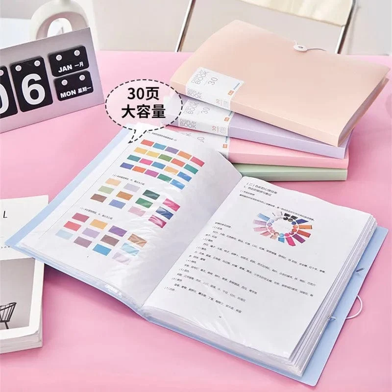 30/60 Seiten Aktentasche, A4, transparenter Ordner, Aufbewahrung von Testpapieren für Schüler, Klassifizierung, Organisation, Bürobedarf