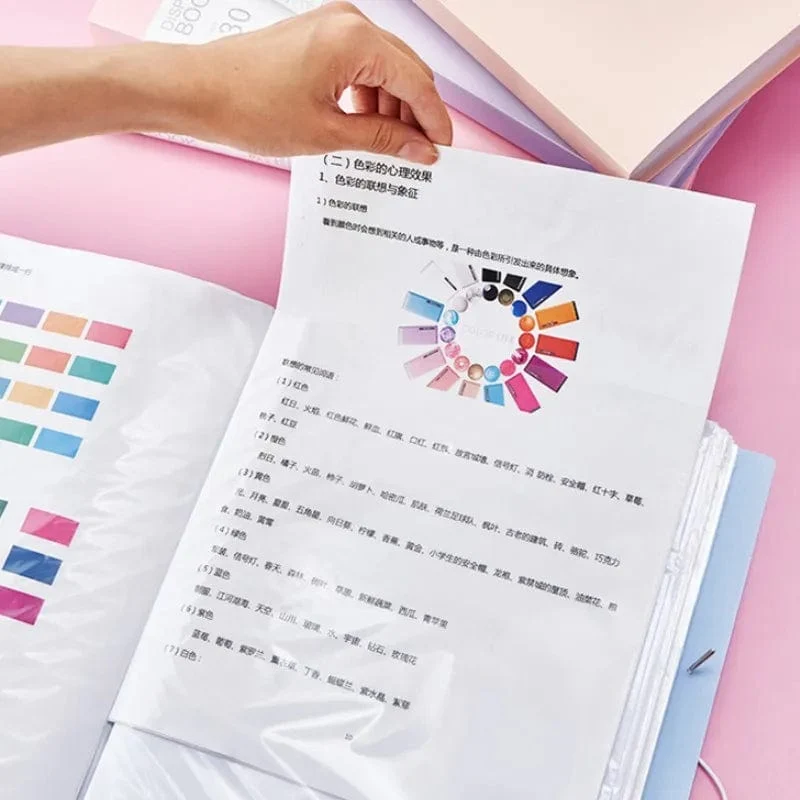 30/60 Seiten Aktentasche, A4, transparenter Ordner, Aufbewahrung von Testpapieren für Schüler, Klassifizierung, Organisation, Bürobedarf