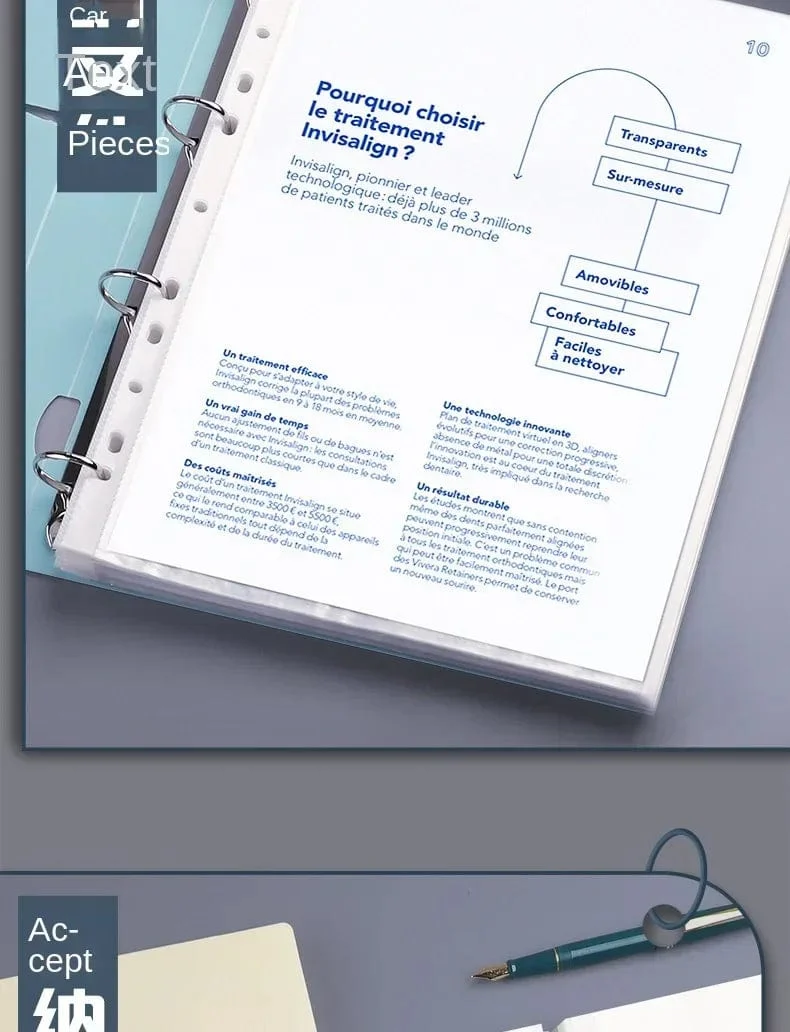 A4-Ordner, D-Typ-Stanzordner, Büro-Aufbewahrungsring, wasserdicht, Testpapier, Datenspeicherordner, 4-Loch-Ordner, Lernbedarf