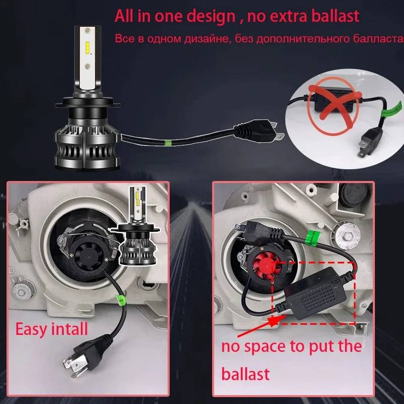 YHKOMS 80W 14000LM Auto Haedlight H4 H7 H1 LED H8 H9 H11 4300K ​​5000K 6500K 8000K 25000K Auto nebel Licht 80W 16000LM 12V Led-lampe
