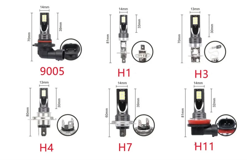 2 Stücke 9005 9006 LED-Scheinwerfer H11 H8 H9 H10 H1 H3 Auto Nebelscheinwerfer DRL H4 H7 Auto Fahren Lauflampen 6000K 8000LM 80W 12V