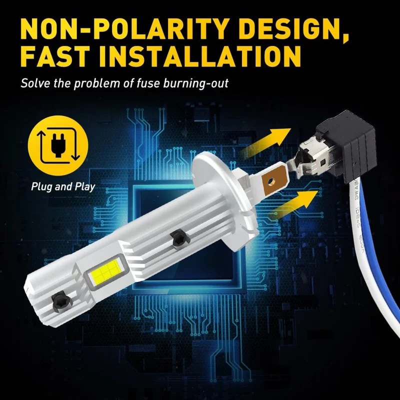 AUXITO H1 LED-Scheinwerfer H1 LED Canbus-Birnen Unpolarität für Ford Focus Fiesta Skoda Lüfterlos 6500K Superhelle H1-Lampe Nebelscheinwerfer