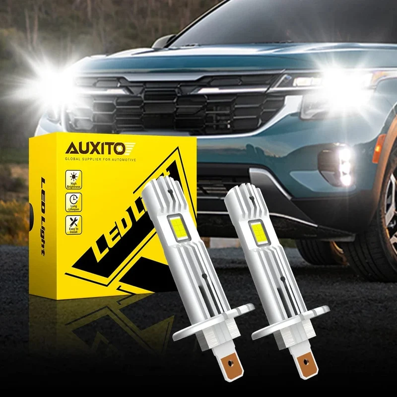 AUXITO H1 LED-Scheinwerfer H1 LED Canbus-Birnen Unpolarität für Ford Focus Fiesta Skoda Lüfterlos 6500K Superhelle H1-Lampe Nebelscheinwerfer