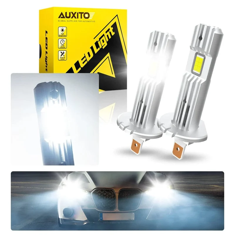 AUXITO H1 LED-Scheinwerfer H1 LED Canbus-Birnen Unpolarität für Ford Focus Fiesta Skoda Lüfterlos 6500K Superhelle H1-Lampe Nebelscheinwerfer