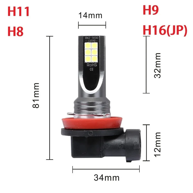 2Pcs H11 H8 H4 H7 H1 H16 H3 H10 9005 HB3 9006 HB4 LED Auto Nebel Lichter 6000K Scheinwerfer lampen 3000K 12000K 4300K ​​Auto Nebel Lampe