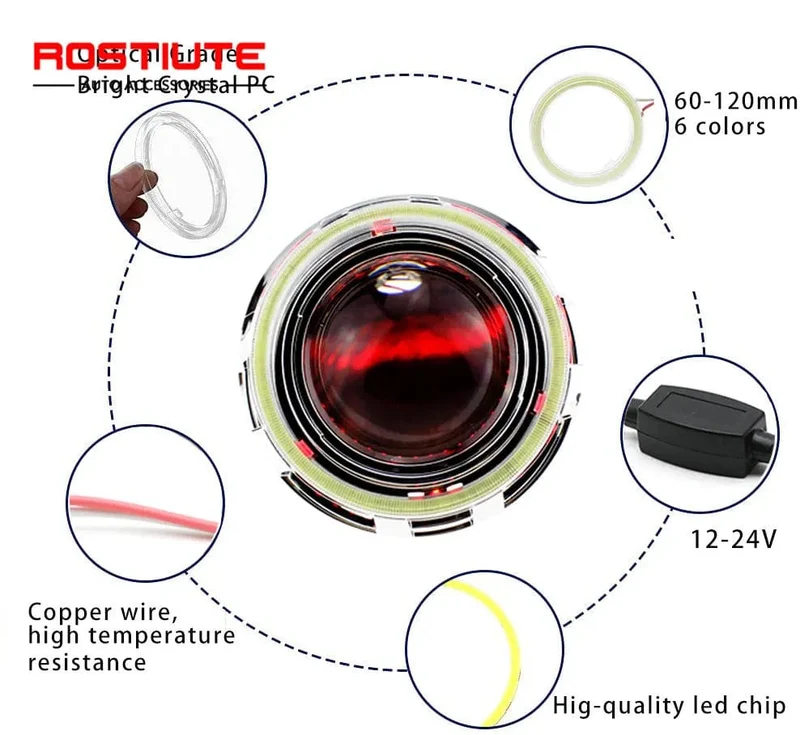 2PC 12-24V COB Led Halo-Ring Angel Eyes für Auto Motorrad Kreisförmige Led Licht Ring 70mm 80mm 90mm Tagfahrlicht Scheinwerfer Buld