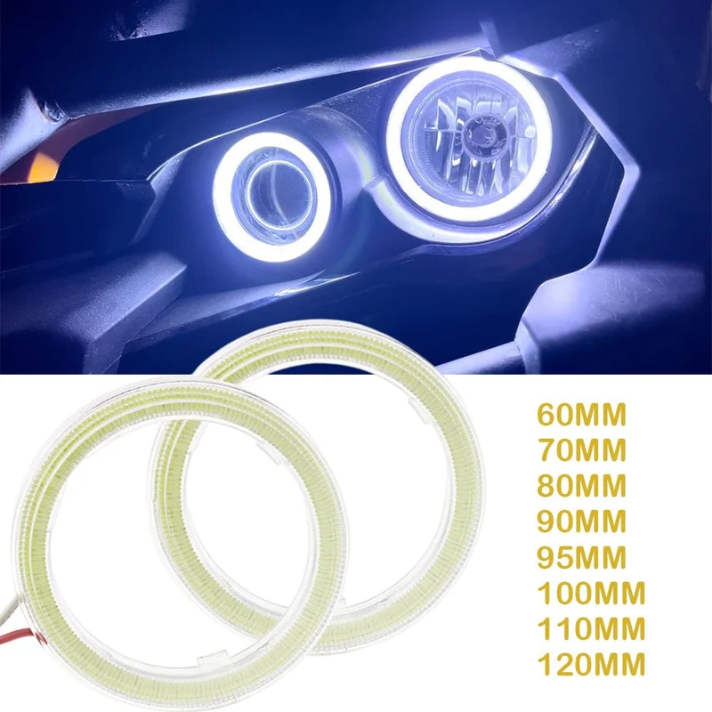 2PC 12-24V COB Led Halo-Ring Angel Eyes für Auto Motorrad Kreisförmige Led Licht Ring 70mm 80mm 90mm Tagfahrlicht Scheinwerfer Buld
