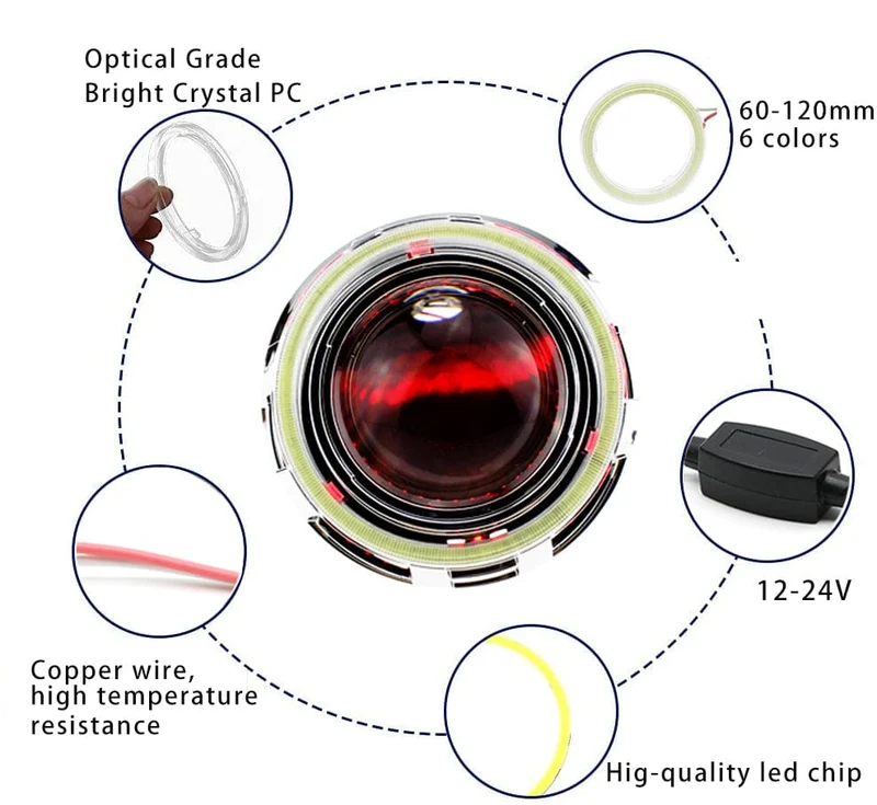 2PC 12-24V COB Led Halo-Ring Angel Eyes für Auto Motorrad Kreisförmige Led Licht Ring 70mm 80mm 90mm Tagfahrlicht Scheinwerfer Buld