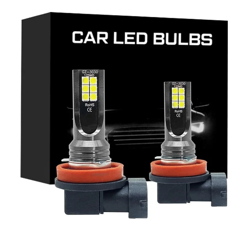 2Pcs Neue H8 H16 JP Led H11 9005 HB3 9006 HB4 3030 12SMD Auto LED Nebel Licht Lampen 6000K weiß Auto Lampe Tagfahrlicht 12000LM