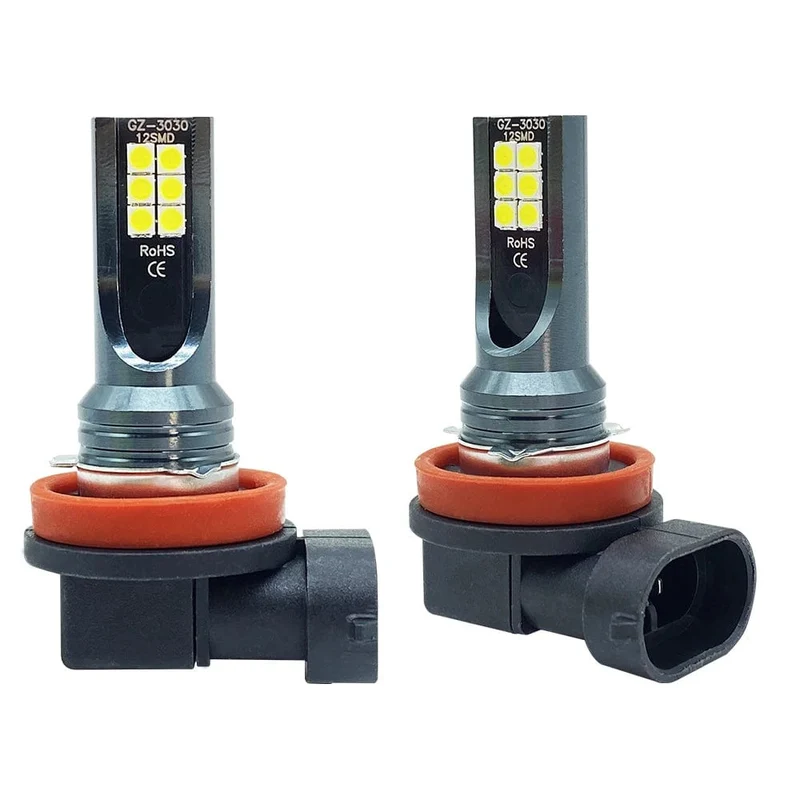2Pcs Neue H8 H16 JP Led H11 9005 HB3 9006 HB4 3030 12SMD Auto LED Nebel Licht Lampen 6000K weiß Auto Lampe Tagfahrlicht 12000LM