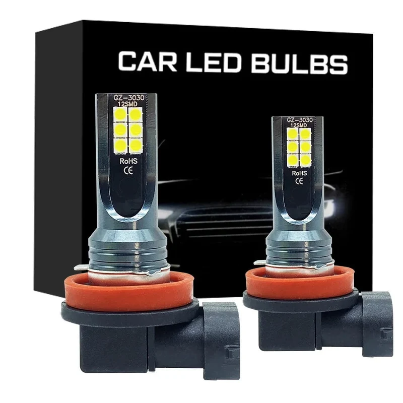 2Pcs Neue H8 H16 JP Led H11 9005 HB3 9006 HB4 3030 12SMD Auto LED Nebel Licht Lampen 6000K weiß Auto Lampe Tagfahrlicht 12000LM
