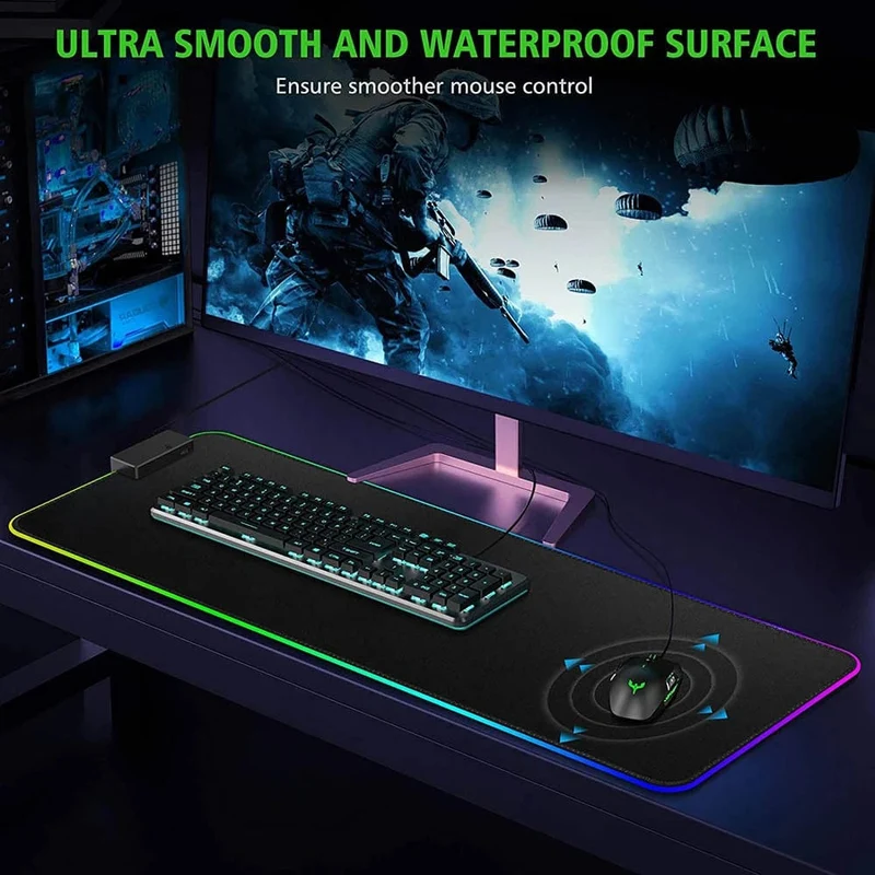 DIY Personalisiertes Mauspad LED-Beleuchtung Großes Gaming-Mauspad RGB-Beleuchtung Laptop-Schreibtischmatte Gummi-Gamer-Pad Teppich