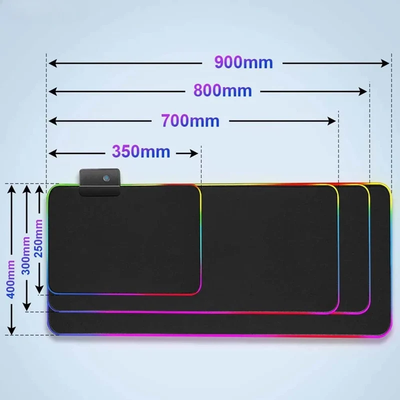 DIY Personalisiertes Mauspad LED-Beleuchtung Großes Gaming-Mauspad RGB-Beleuchtung Laptop-Schreibtischmatte Gummi-Gamer-Pad Teppich