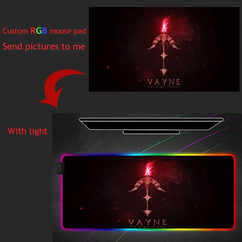 DIY Personalisiertes Mauspad LED-Beleuchtung Großes Gaming-Mauspad RGB-Beleuchtung Laptop-Schreibtischmatte Gummi-Gamer-Pad Teppich