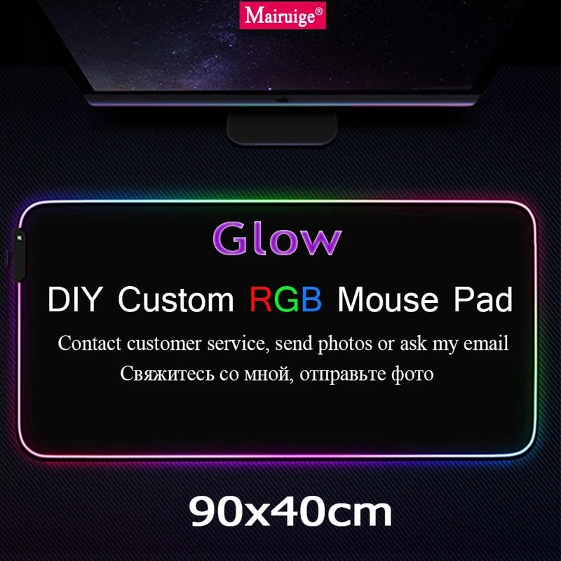 DIY Personalisiertes Mauspad LED-Beleuchtung Großes Gaming-Mauspad RGB-Beleuchtung Laptop-Schreibtischmatte Gummi-Gamer-Pad Teppich