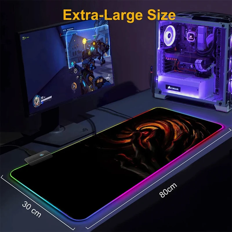 DIY Personalisiertes Mauspad LED-Beleuchtung Großes Gaming-Mauspad RGB-Beleuchtung Laptop-Schreibtischmatte Gummi-Gamer-Pad Teppich