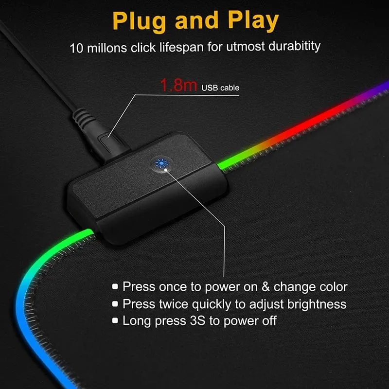 DIY Personalisiertes Mauspad LED-Beleuchtung Großes Gaming-Mauspad RGB-Beleuchtung Laptop-Schreibtischmatte Gummi-Gamer-Pad Teppich