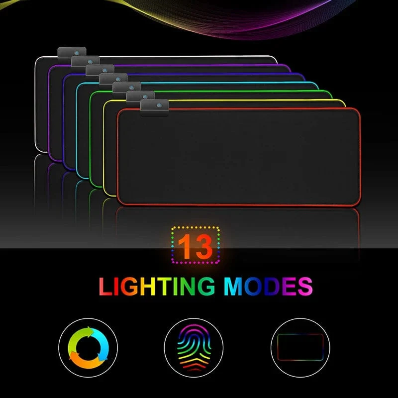 DIY Personalisiertes Mauspad LED-Beleuchtung Großes Gaming-Mauspad RGB-Beleuchtung Laptop-Schreibtischmatte Gummi-Gamer-Pad Teppich