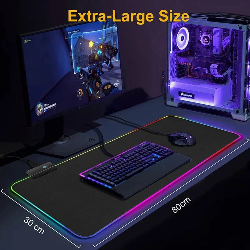 DIY Personalisiertes Mauspad LED-Beleuchtung Großes Gaming-Mauspad RGB-Beleuchtung Laptop-Schreibtischmatte Gummi-Gamer-Pad Teppich