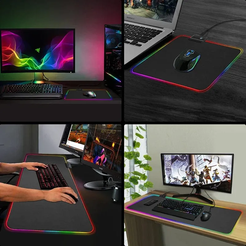 DIY Personalisiertes Mauspad LED-Beleuchtung Großes Gaming-Mauspad RGB-Beleuchtung Laptop-Schreibtischmatte Gummi-Gamer-Pad Teppich