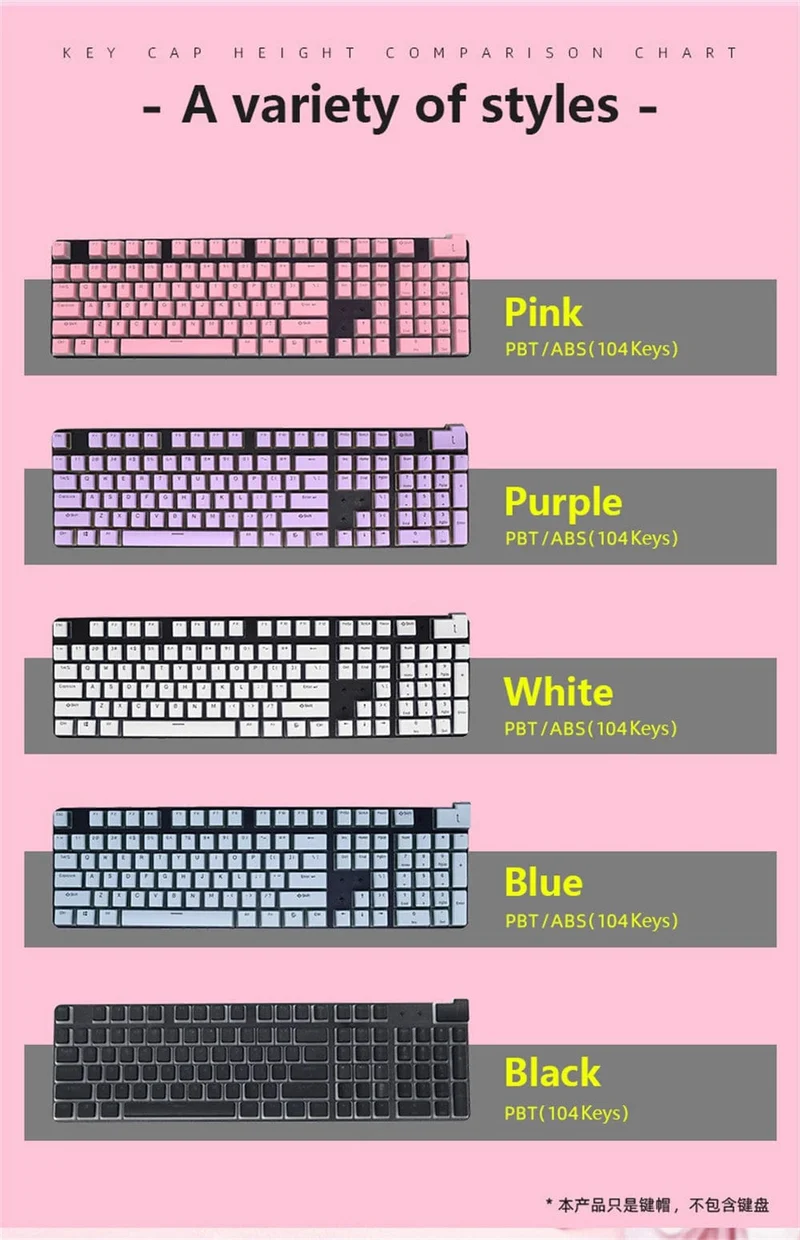 104 Tasten PBT Pudding Tastenkappe Zweifarbige Injektion OEM Profil DIY Tastenkappen für Gateron Cherry MX Switch Mechanische Gaming-Tastatur