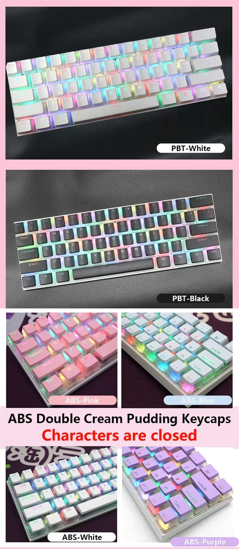 104 Tasten PBT Pudding Tastenkappe Zweifarbige Injektion OEM Profil DIY Tastenkappen für Gateron Cherry MX Switch Mechanische Gaming-Tastatur