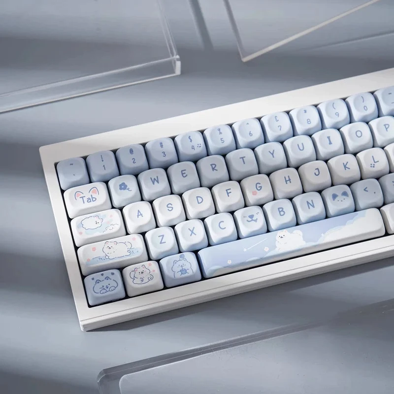 95 Tasten/Set Tastenkappen Cartoon Welpe Katze Kitty MOA Profil PBT für DIY benutzerdefinierte mechanische Gaming-Tastatur Tastenkappen Farbsublimation