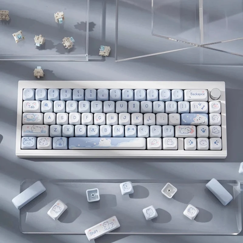 95 Tasten/Set Tastenkappen Cartoon Welpe Katze Kitty MOA Profil PBT für DIY benutzerdefinierte mechanische Gaming-Tastatur Tastenkappen Farbsublimation
