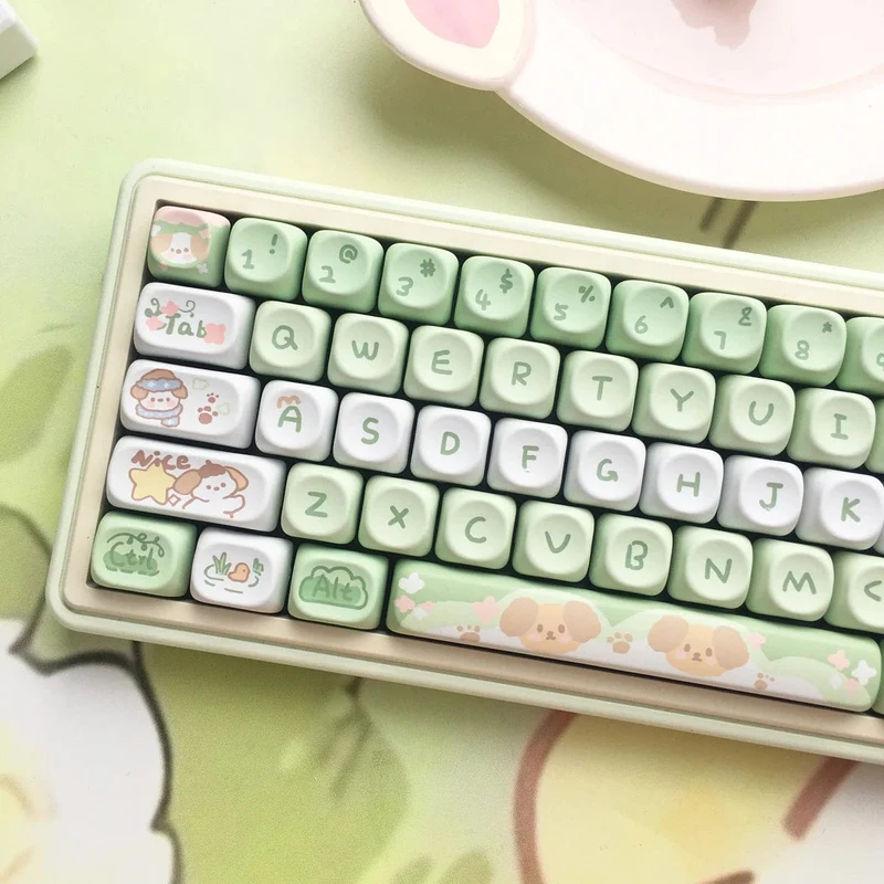 95 Tasten/Set Tastenkappen Cartoon Welpe Katze Kitty MOA Profil PBT für DIY benutzerdefinierte mechanische Gaming-Tastatur Tastenkappen Farbsublimation