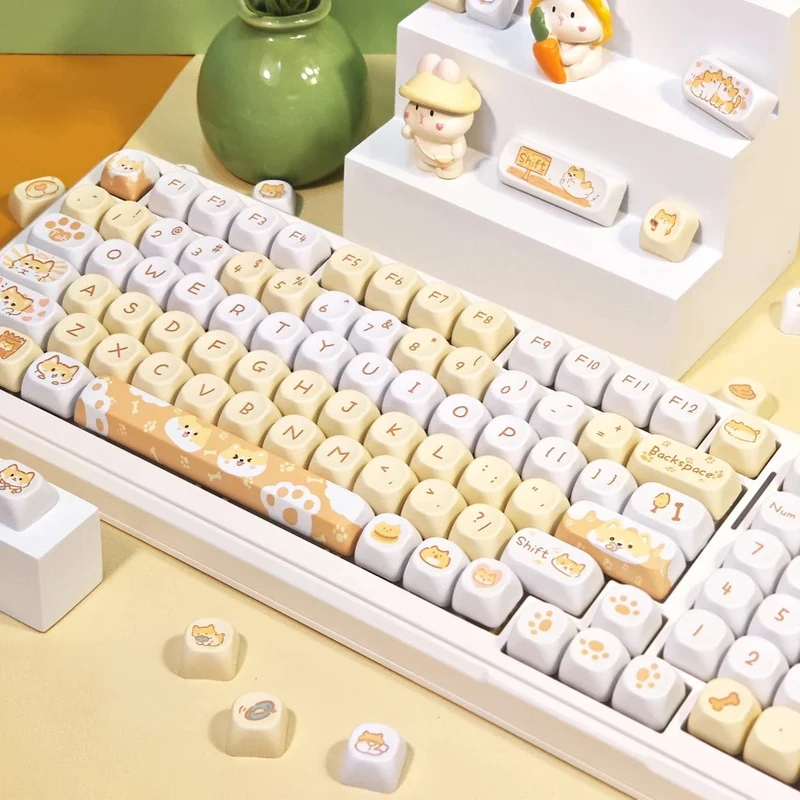 95 Tasten/Set Tastenkappen Cartoon Welpe Katze Kitty MOA Profil PBT für DIY benutzerdefinierte mechanische Gaming-Tastatur Tastenkappen Farbsublimation